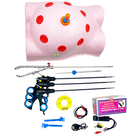 Laparoscopic Bodyshape Endo Trainer Complete Set Practice Kit with body-shaped trainer box, ports, HD camera and laparoscopic instruments