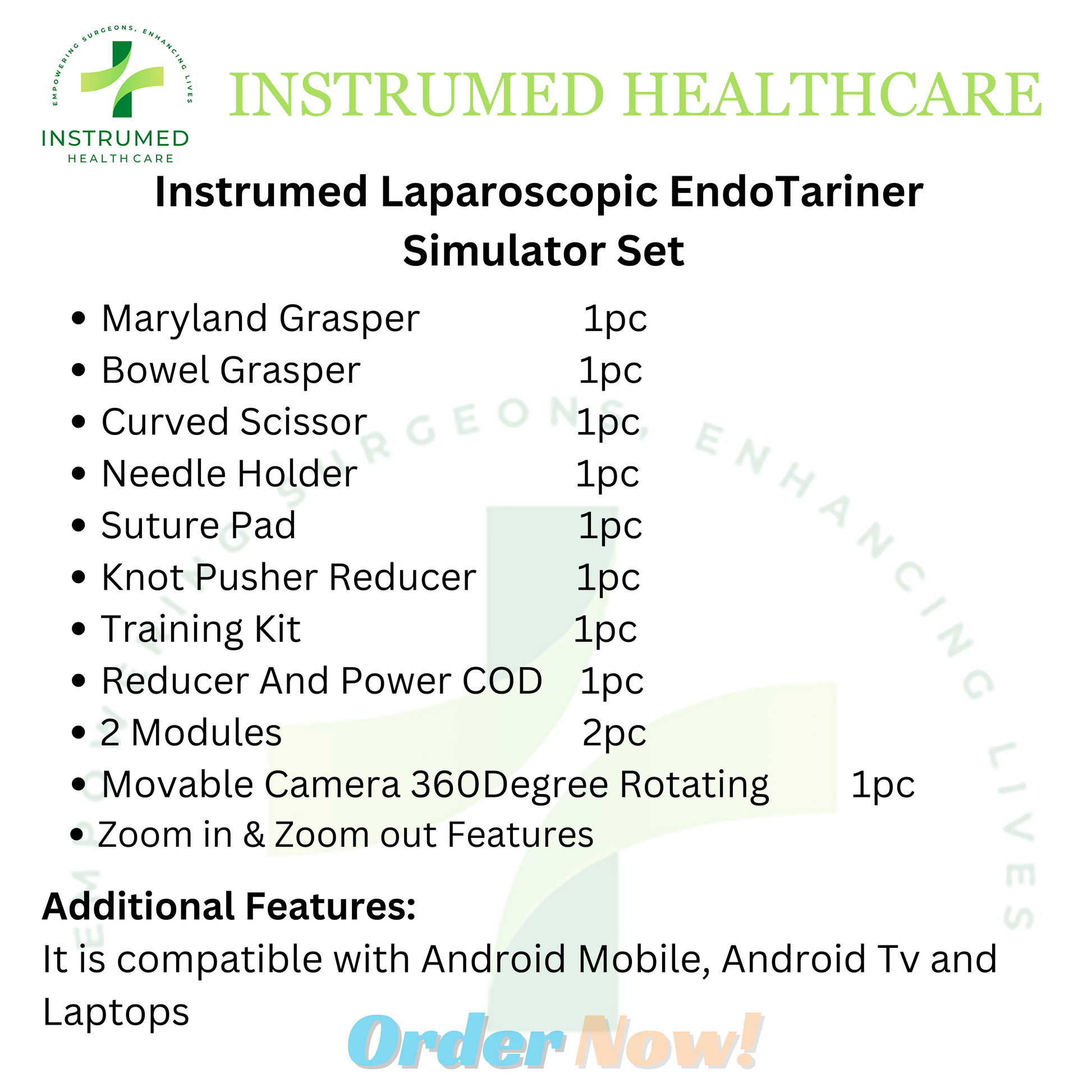 Laparoscopic Beetle Endotrainer Set Rectangular Box Complete Practice Kit - Instrumed Healthcare