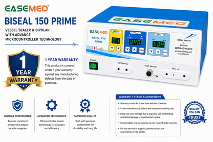 EASEMED BISEAL 150 PRIME Vessel Sealer & Bipolar Electrosurgical Generator | 150W Cautery Machine | Vessel Sealing & Electrosurgery Unit - Instrumed Healthcare