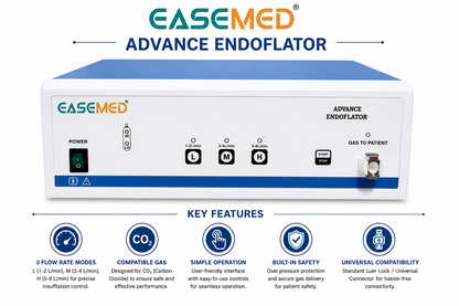 EASEMED Advance Endoflator CO₂ Insufflator with Inbuilt Gas Warmer | Microcontroller Controlled Endoscopic Insufflation System | 3 Flow Modes | Medical CO₂ Endoflator