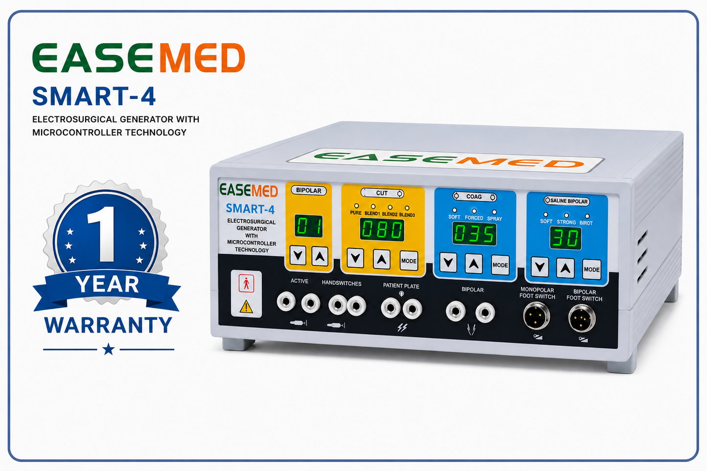 EASEMED Smart 4 400W Programmable Electrosurgical Generator | Digital Monopolar & Bipolar Cautery Machine - Instrumed Healthcare
