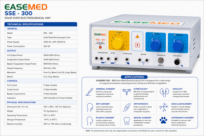 EASEMED SSE-300 300W Electrosurgical Generator | Bipolar & Monopolar Cautery Machine - Instrumed Healthcare