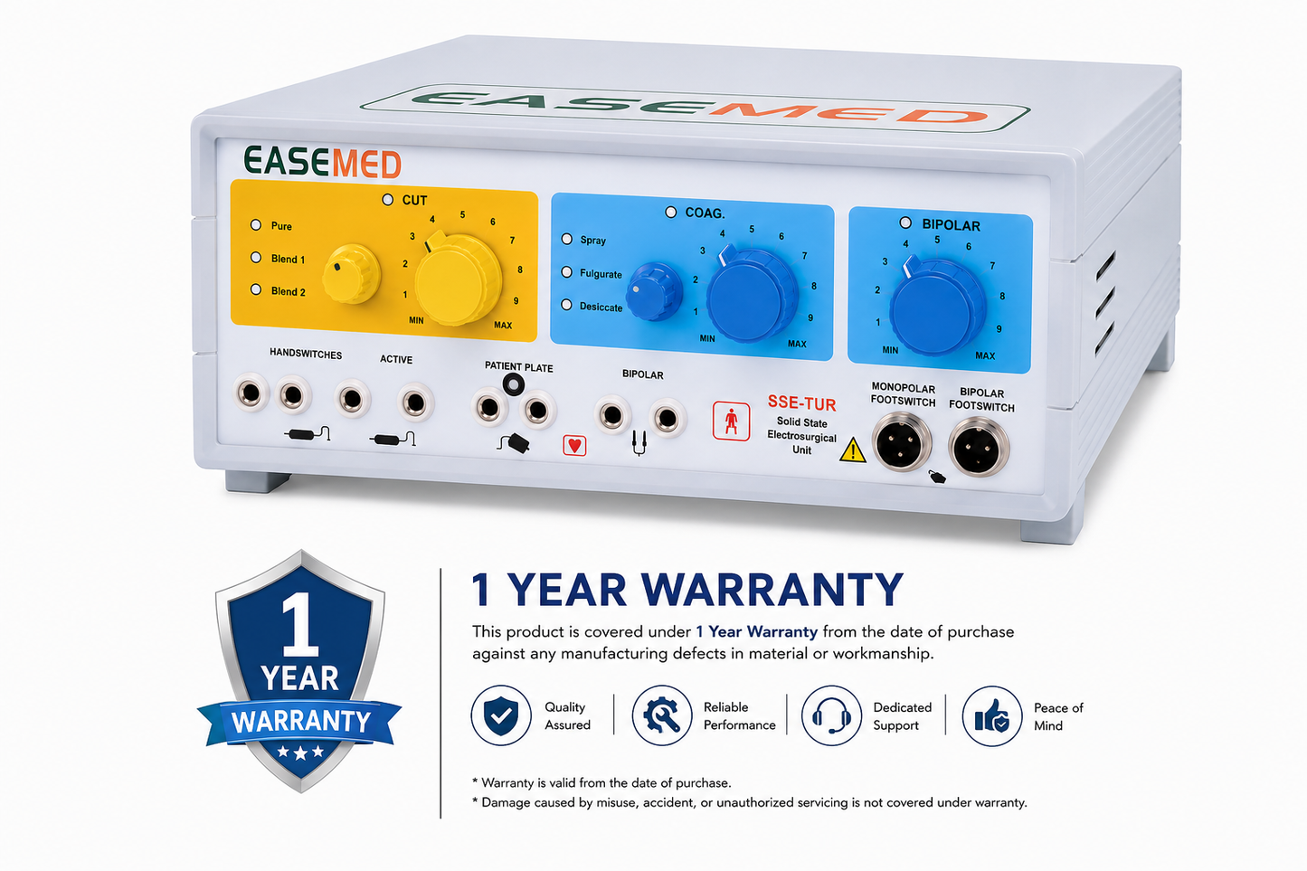 EASEMED SSE-TUR 400W Electrosurgical Generator | Analog Cautery Machine | Monopolar & Bipolar Electrosurgery Unit