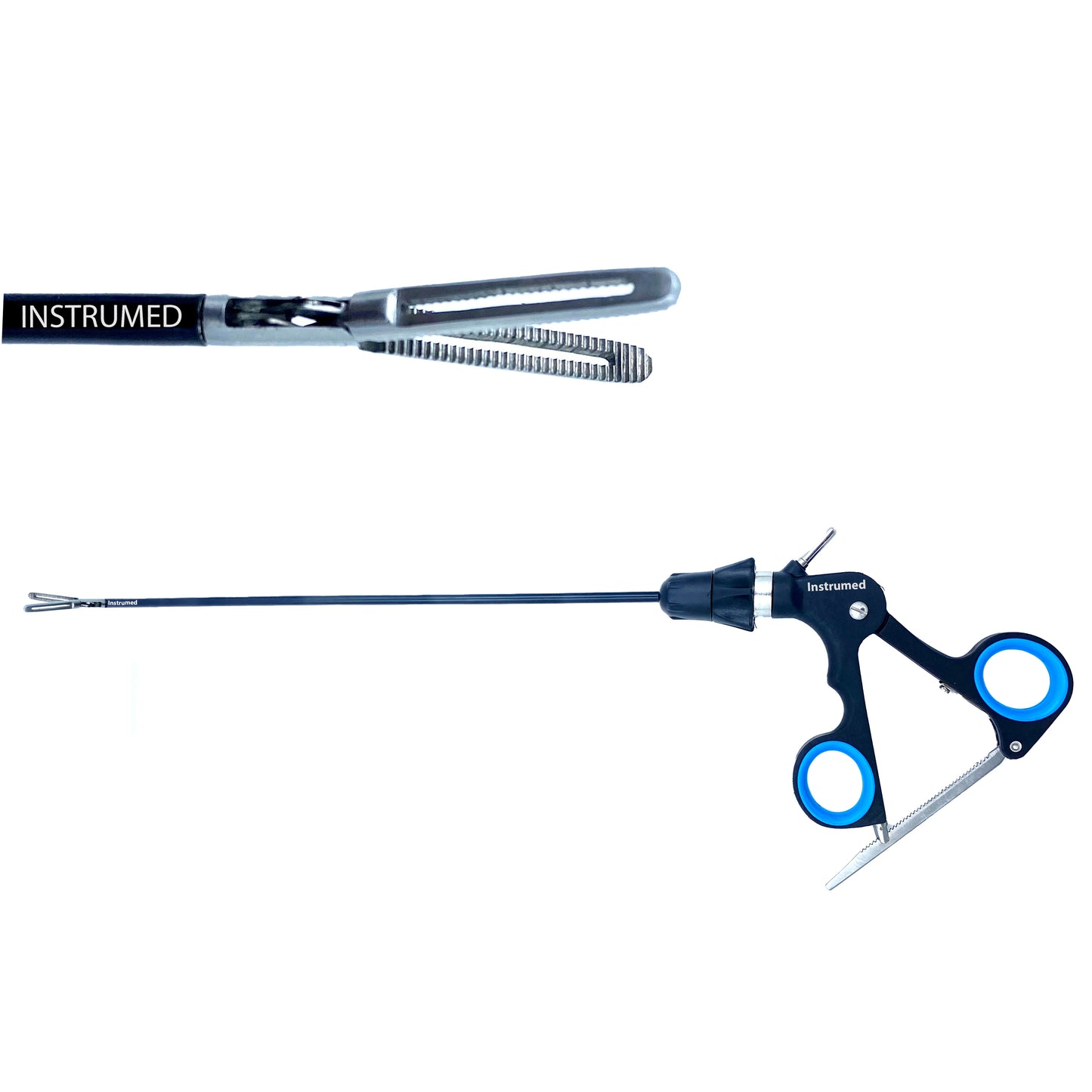 Laparoscopic bowel fenestrated grasper with 5mm diameter and 33cm working length made of stainless steel for minimally invasive surgery.
