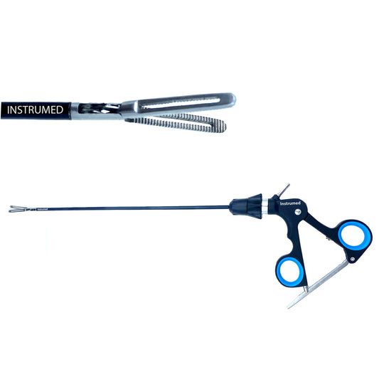 Laparoscopic bowel fenestrated grasper with 5mm diameter and 33cm working length made of stainless steel for minimally invasive surgery.