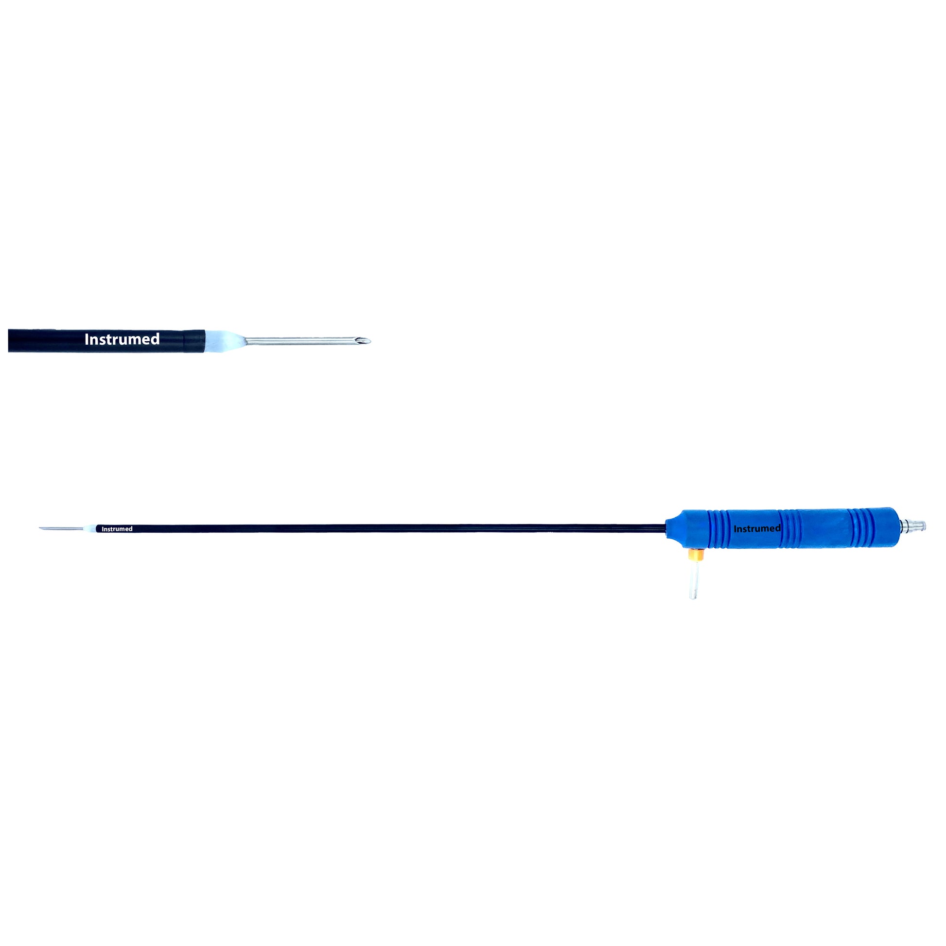 Laparoscopic monopolar aspiration needle with 5mm diameter and 330mm working length made of stainless steel for minimally invasive surgery.
