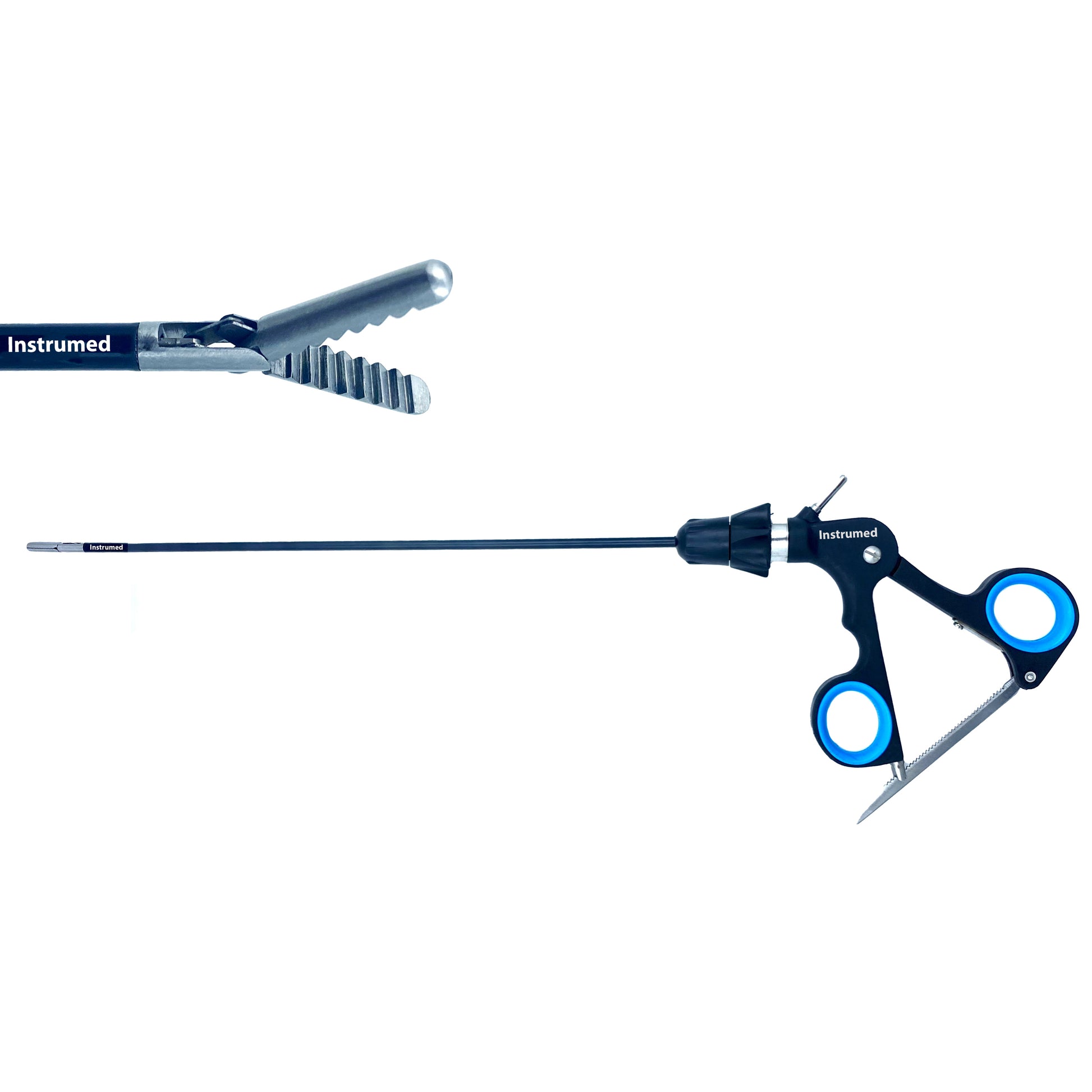 Laparoscopic alligator grasper forceps with 5mm diameter and 33cm working length used in minimally invasive surgical procedures.