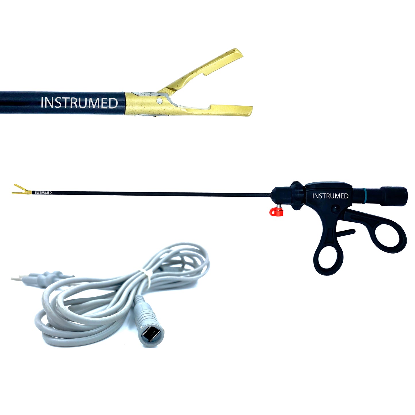 Laparoscopic bipolar vessel sealer cutter forceps with 5mm diameter and 330mm working length for minimally invasive surgery.