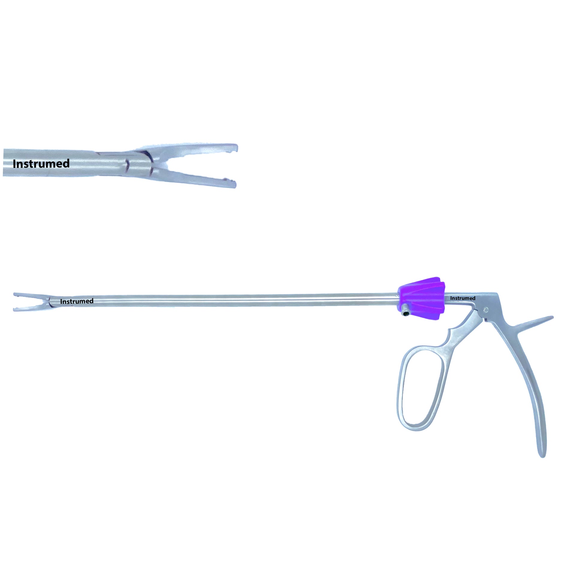 Laparoscopic Hemolok clip applicator with 10mm diameter and 33cm working length used for secure vessel ligation in minimally invasive surgery.