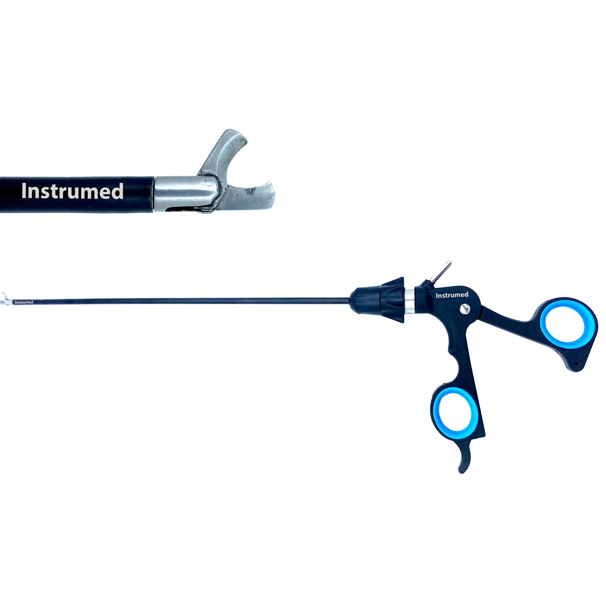 Laparoscopic hook scissor forceps with 5mm diameter and 33cm working length for minimally invasive surgery.