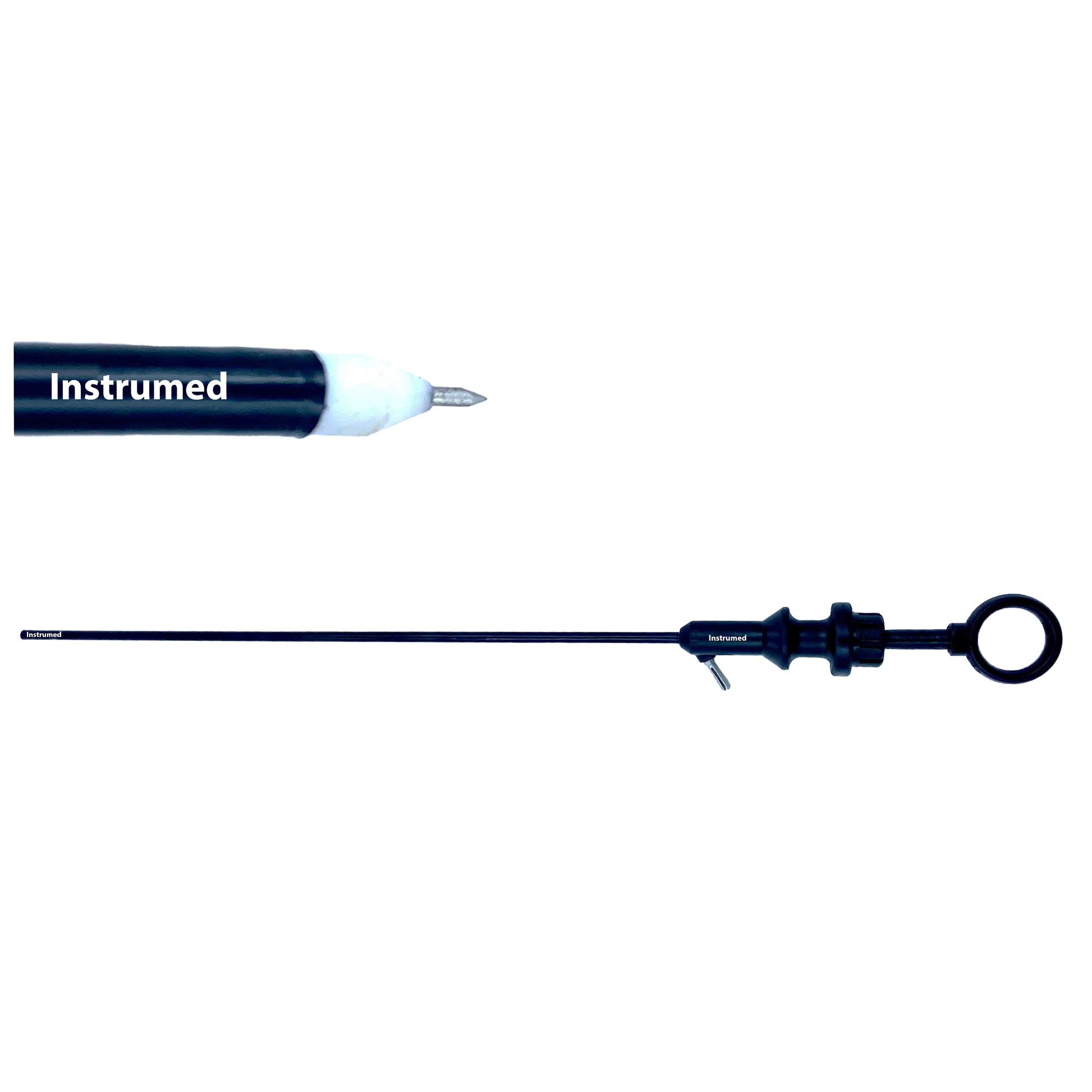 Laparoscopic PCOD needle 5mm diameter with 33cm working length used for ovarian drilling and aspiration procedures.