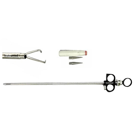 Laparoscopic 7mm ring applicator with 33cm working length for gynecological tubal ligation procedures.